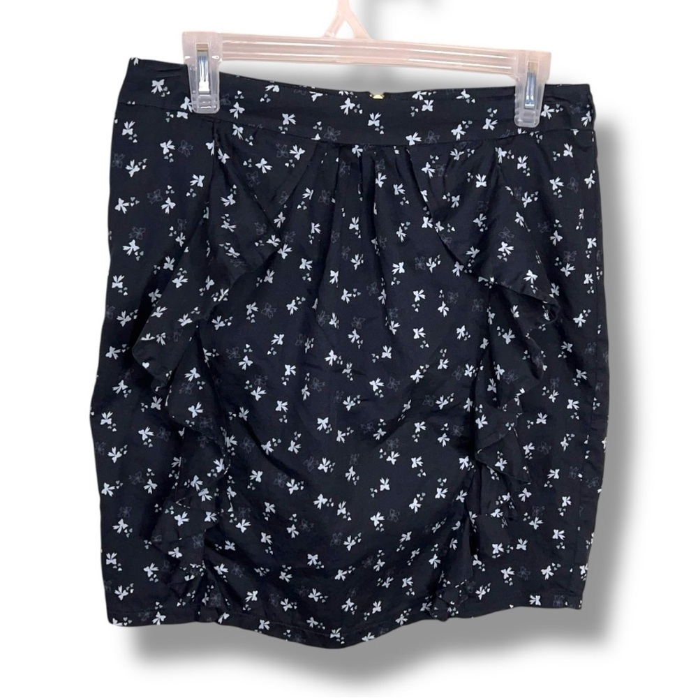 Size 8 Koton Blue Bow Skirt Pencil Mini Cotton Fabric Womens